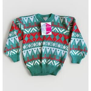 Vintage NWT 90s Kid Toddler RARE Sweater 4T Judy Philippine Red Green Nostalgia